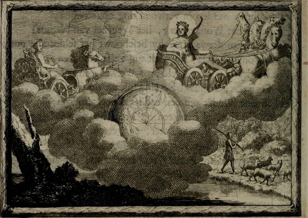 An illustration from Cupidoos mengelwerken, of, Minnespiegel der deugden : bestaande uit stightelyke zinnebeelden, 1728, leaf 61
