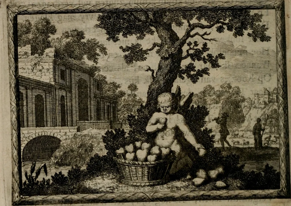 An illustration from Cupidoos mengelwerken, of, Minnespiegel der deugden : bestaande uit stightelyke zinnebeelden, 1728, leaf 69