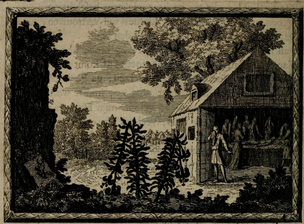 An illustration from Cupidoos mengelwerken, of, Minnespiegel der deugden : bestaande uit stightelyke zinnebeelden, 1728, leaf 85