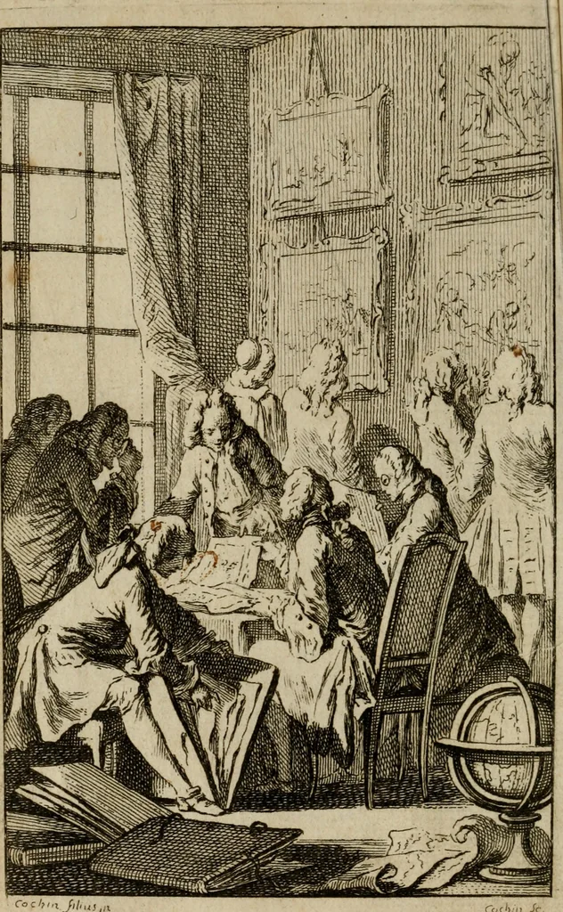 An illustration from Catalogue raisonné des diverses curiosités du cabinet de feu M. Quentin de Lorangere, composé de tableaux originaux des meilleurs maîtres de Flandres, d'une très-nombreuse collection de desseins & d'estampes de toutes les ecoles, de plusieurs atlas & suites de cartes, de quantité de morceaux de topographie, & d'un coquillier fait avec choix ..., 1744, leaf 9
