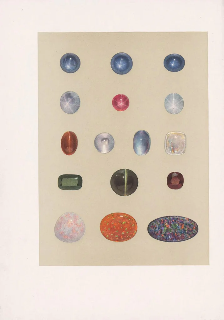 An illustration from The curious lore of precious stones : being a description of their sentiments and folk lore, superstitions, symbolism, mysticism, use in medicine, protection, prevention, religion, and divination ; crystal gazing, birthstones, lucky stones and talismans, astral, zodiacal, and planetary, 1913, leaf 8
