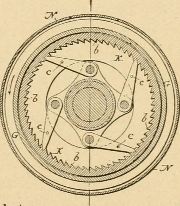 An illustration from Cycling art, energy and locomotion: a series of remarks on the development of bicycles, tricycles, and man-motor carriages, 1889, leaf 163