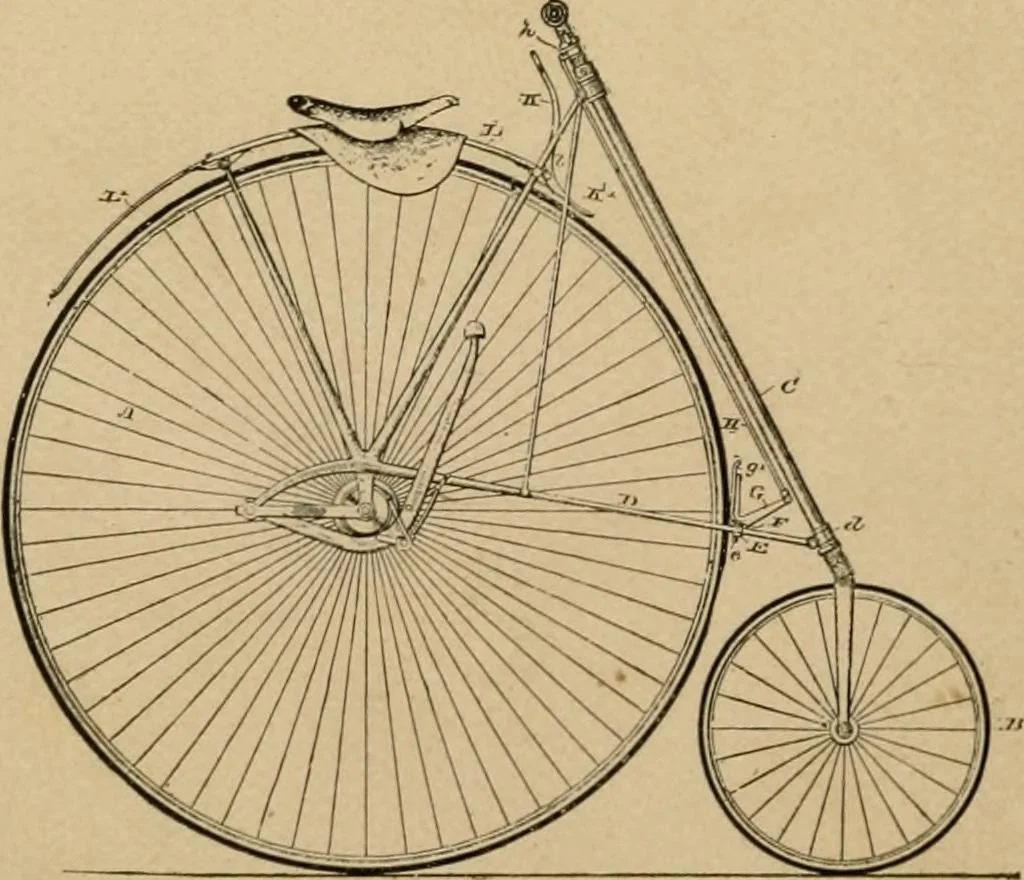 An illustration from Cycling art, energy and locomotion: a series of remarks on the development of bicycles, tricycles, and man-motor carriages, 1889, leaf 208