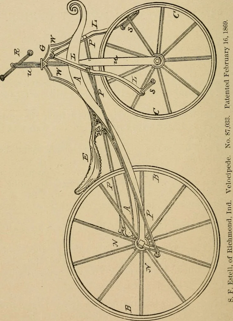 An illustration from Cycling art, energy and locomotion: a series of remarks on the development of bicycles, tricycles, and man-motor carriages, 1889, leaf 232