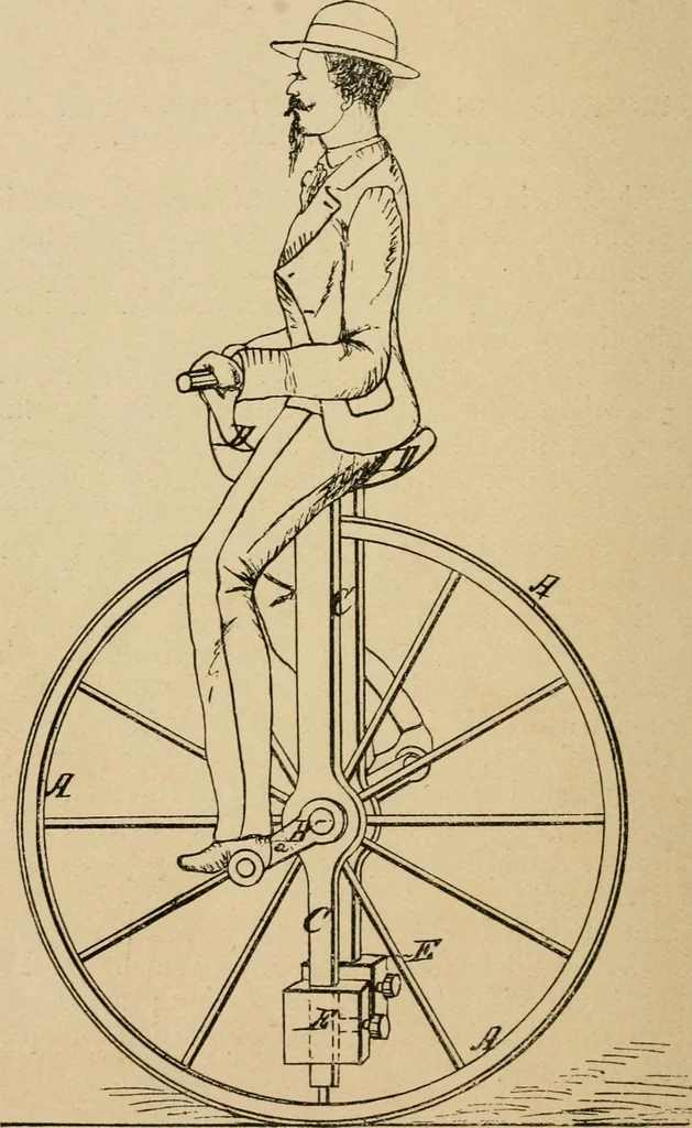 An illustration from Cycling art, energy and locomotion: a series of remarks on the development of bicycles, tricycles, and man-motor carriages, 1889, leaf 236