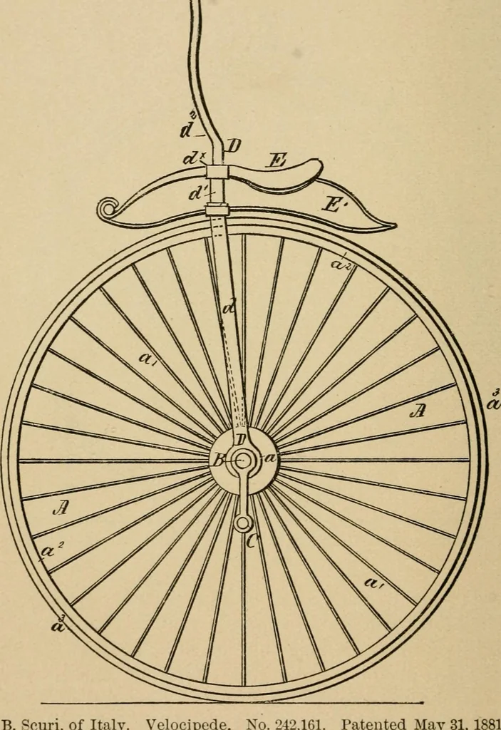 An illustration from Cycling art, energy and locomotion: a series of remarks on the development of bicycles, tricycles, and man-motor carriages, 1889, leaf 272