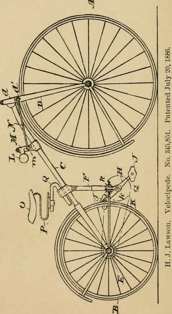 An illustration from Cycling art, energy and locomotion: a series of remarks on the development of bicycles, tricycles, and man-motor carriages, 1889, leaf 292