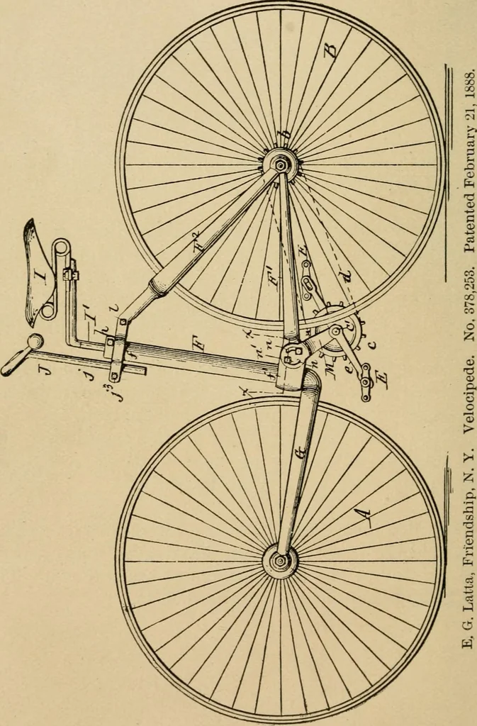 An illustration from Cycling art, energy and locomotion: a series of remarks on the development of bicycles, tricycles, and man-motor carriages, 1889, leaf 302