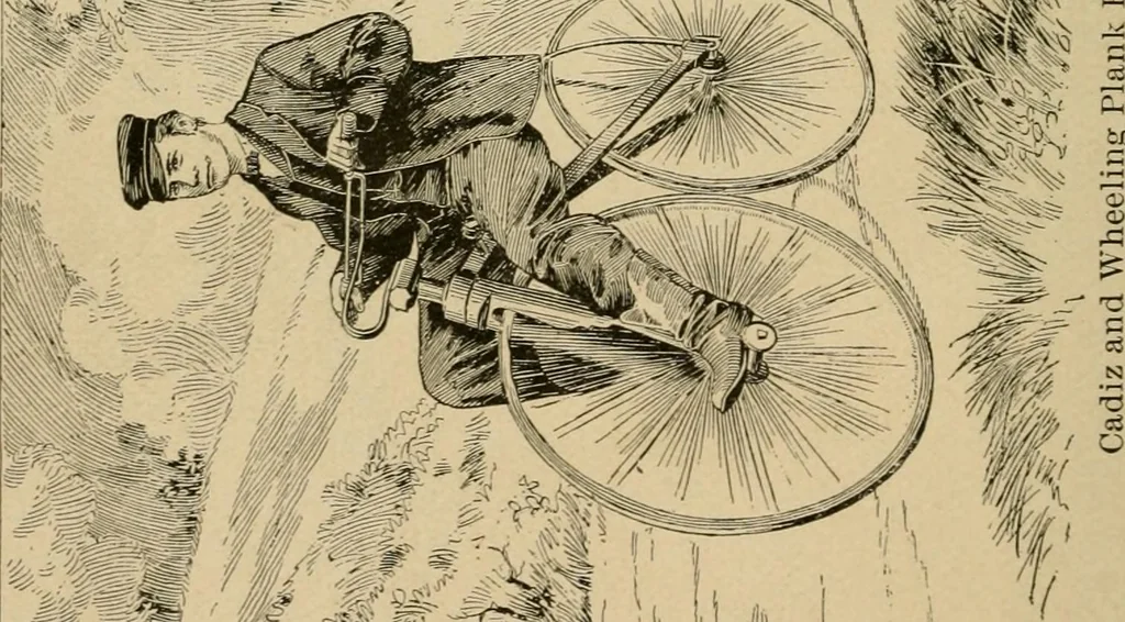 An illustration from Cycling art, energy and locomotion: a series of remarks on the development of bicycles, tricycles, and man-motor carriages, 1889, leaf 306