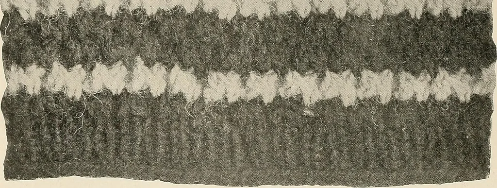 An illustration from Cycling and shooting knickerbocker stockings : how to knit them with plain and fancy turnover tops, 1896, leaf 28
