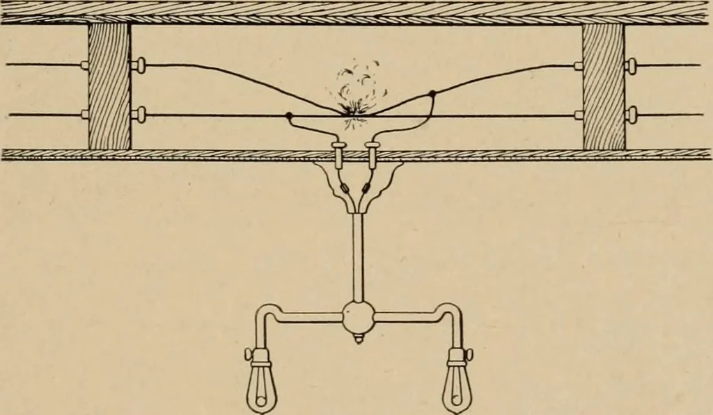 An illustration from Cyclopedia of applied electricity : a general reference work on direct-current generators and motors, storage batteries, electrochemistry, welding, electric wiring, meters, electric lighting, electric railways, power stations, switchboards, power transmission, alternating-current machinery, telegraphy, etc., 1916, leaf 151