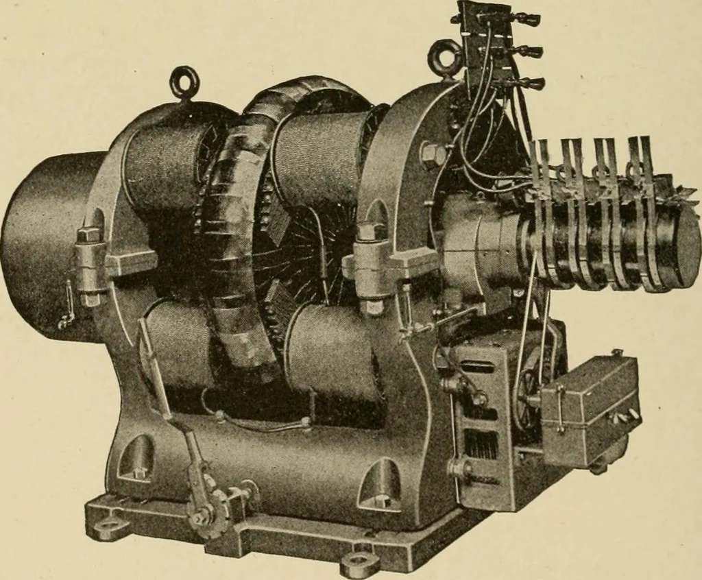 An illustration from Cyclopedia of applied electricity : a general reference work on direct-current generators and motors, storage batteries, electrochemistry, welding, electric wiring, meters, electric lighting, electric railways, power stations, switchboards, power transmission, alternating-current machinery, telegraphy, etc., 1916, leaf 154