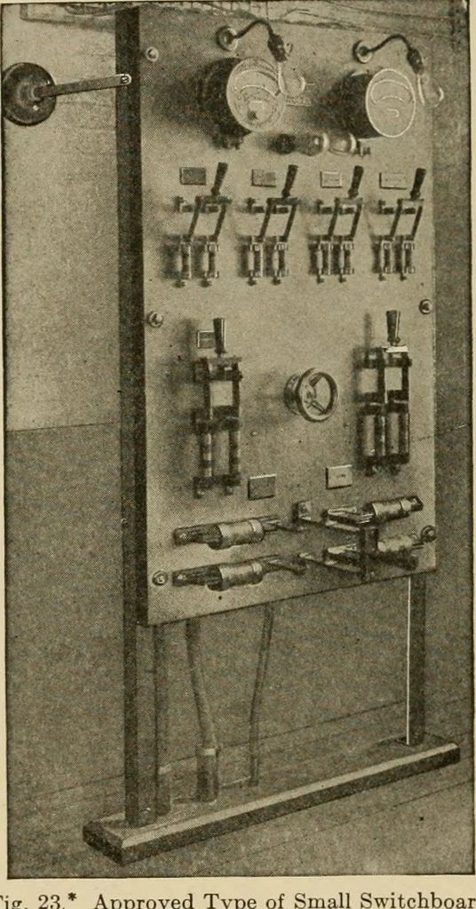 An illustration from Cyclopedia of applied electricity : a general reference work on direct-current generators and motors, storage batteries, electrochemistry, welding, electric wiring, meters, electric lighting, electric railways, power stations, switchboards, power transmission, alternating-current machinery, telegraphy, etc., 1916, leaf 170