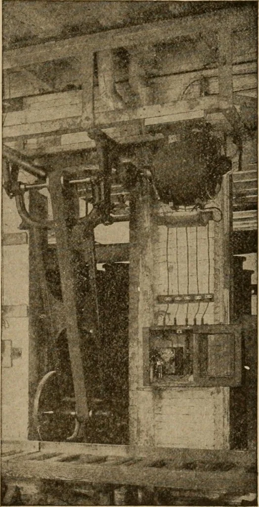 An illustration from Cyclopedia of applied electricity : a general reference work on direct-current generators and motors, storage batteries, electrochemistry, welding, electric wiring, meters, electric lighting, electric railways, power stations, switchboards, power transmission, alternating-current machinery, telegraphy, etc., 1916, leaf 179
