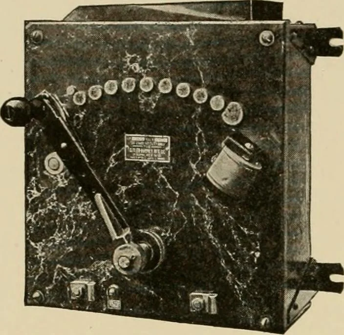 An illustration from Cyclopedia of applied electricity : a general reference work on direct-current generators and motors, storage batteries, electrochemistry, welding, electric wiring, meters, electric lighting, electric railways, power stations, switchboards, power transmission, alternating-current machinery, telegraphy, etc., 1916, leaf 184