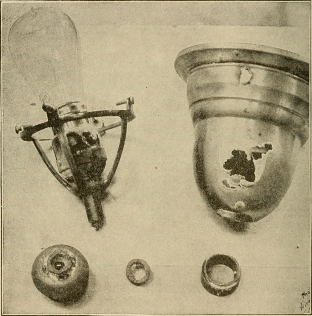 An illustration from Cyclopedia of applied electricity : a general reference work on direct-current generators and motors, storage batteries, electrochemistry, welding, electric wiring, meters, electric lighting, electric railways, power stations, switchboards, power transmission, alternating-current machinery, telegraphy, etc., 1916, leaf 190