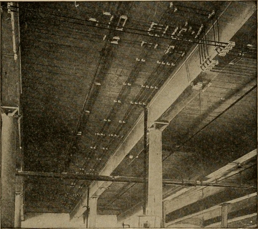 An illustration from Cyclopedia of applied electricity : a general reference work on direct-current generators and motors, storage batteries, electrochemistry, welding, electric wiring, meters, electric lighting, electric railways, power stations, switchboards, power transmission, alternating-current machinery, telegraphy, etc., 1916, leaf 209