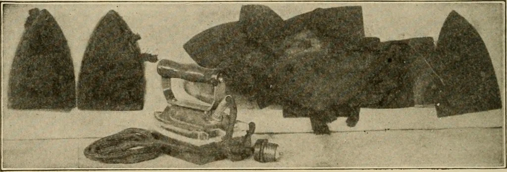 An illustration from Cyclopedia of applied electricity : a general reference work on direct-current generators and motors, storage batteries, electrochemistry, welding, electric wiring, meters, electric lighting, electric railways, power stations, switchboards, power transmission, alternating-current machinery, telegraphy, etc., 1916, leaf 226