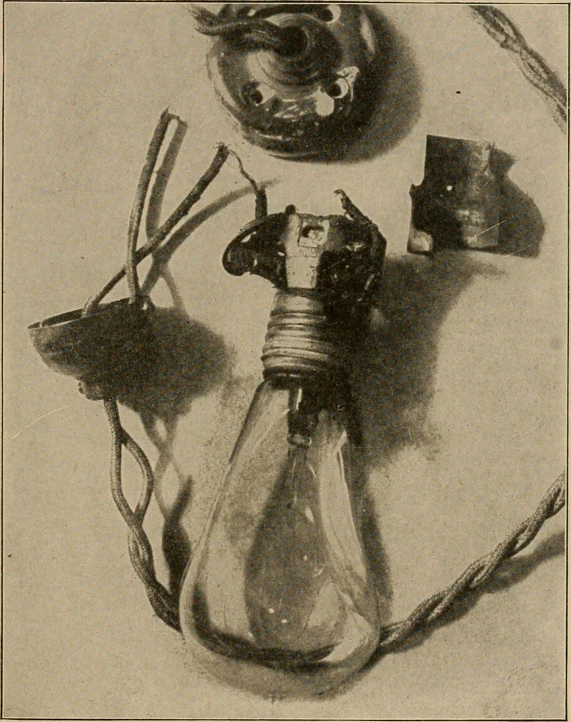 An illustration from Cyclopedia of applied electricity : a general reference work on direct-current generators and motors, storage batteries, electrochemistry, welding, electric wiring, meters, electric lighting, electric railways, power stations, switchboards, power transmission, alternating-current machinery, telegraphy, etc., 1916, leaf 237