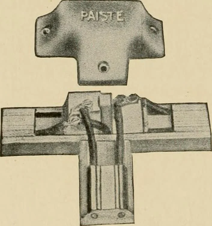 An illustration from Cyclopedia of applied electricity : a general reference work on direct-current generators and motors, storage batteries, electrochemistry, welding, electric wiring, meters, electric lighting, electric railways, power stations, switchboards, power transmission, alternating-current machinery, telegraphy, etc., 1916, leaf 254