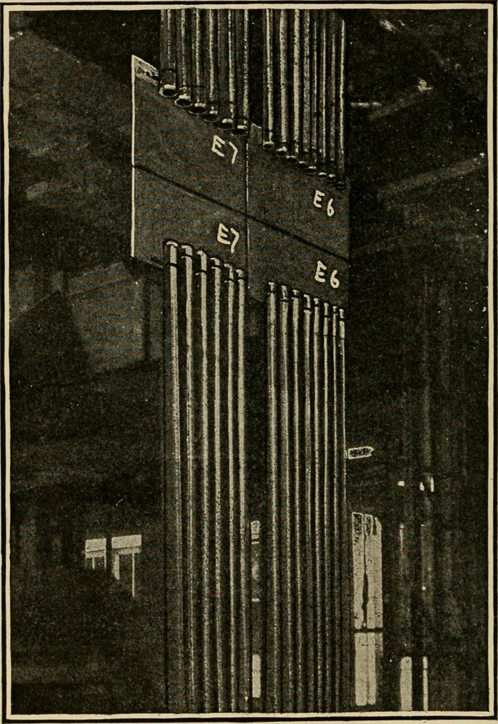 An illustration from Cyclopedia of applied electricity : a general reference work on direct-current generators and motors, storage batteries, electrochemistry, welding, electric wiring, meters, electric lighting, electric railways, power stations, switchboards, power transmission, alternating-current machinery, telegraphy, etc., 1916, leaf 270