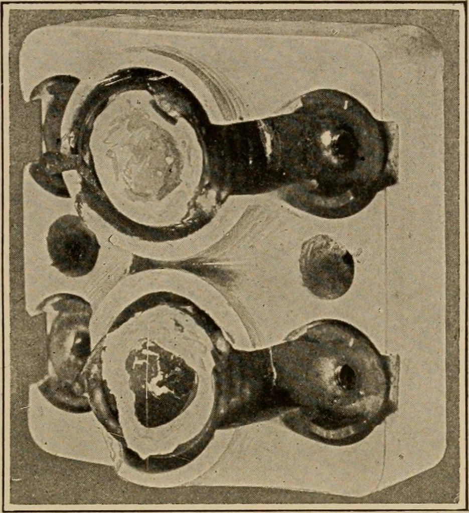 An illustration from Cyclopedia of applied electricity : a general reference work on direct-current generators and motors, storage batteries, electrochemistry, welding, electric wiring, meters, electric lighting, electric railways, power stations, switchboards, power transmission, alternating-current machinery, telegraphy, etc., 1916, leaf 313