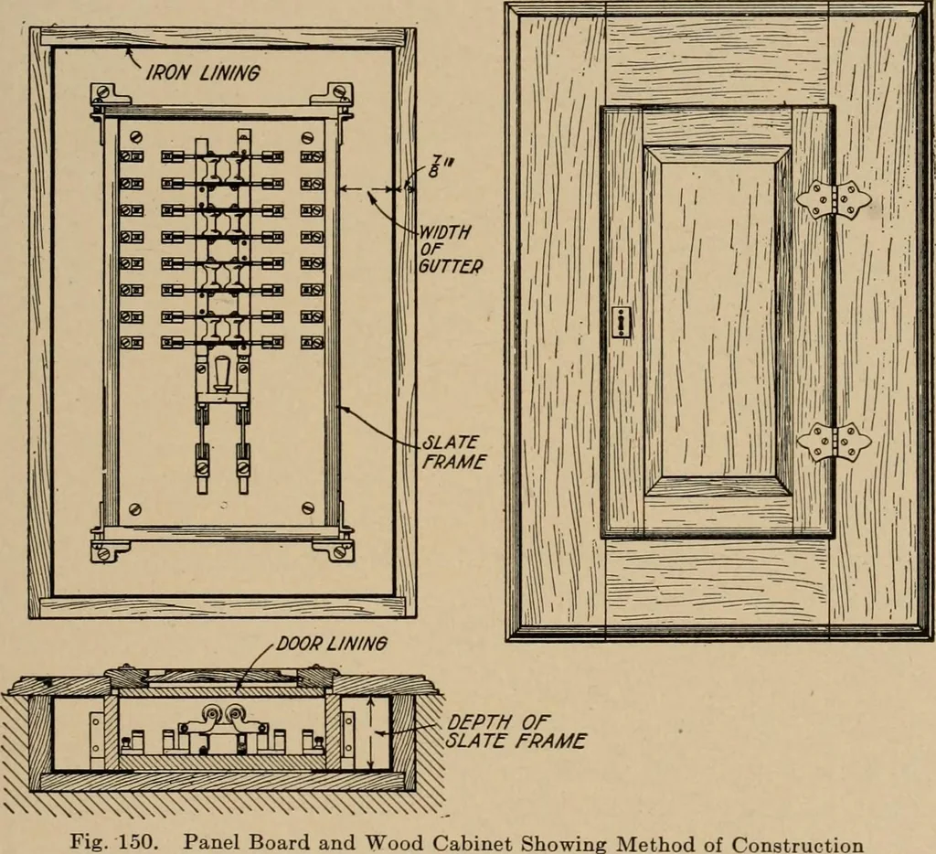 An illustration from Cyclopedia of applied electricity : a general reference work on direct-current generators and motors, storage batteries, electrochemistry, welding, electric wiring, meters, electric lighting, electric railways, power stations, switchboards, power transmission, alternating-current machinery, telegraphy, etc., 1916, leaf 325