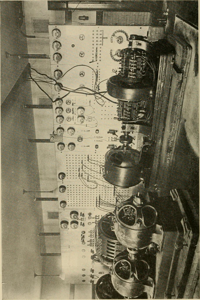 An illustration from Cyclopedia of applied electricity : a general reference work on direct-current generators and motors, storage batteries, electrochemistry, welding, electric wiring, meters, electric lighting, electric railways, power stations, switchboards, power transmission, alternating-current machinery, telegraphy, etc., 1916, leaf 334