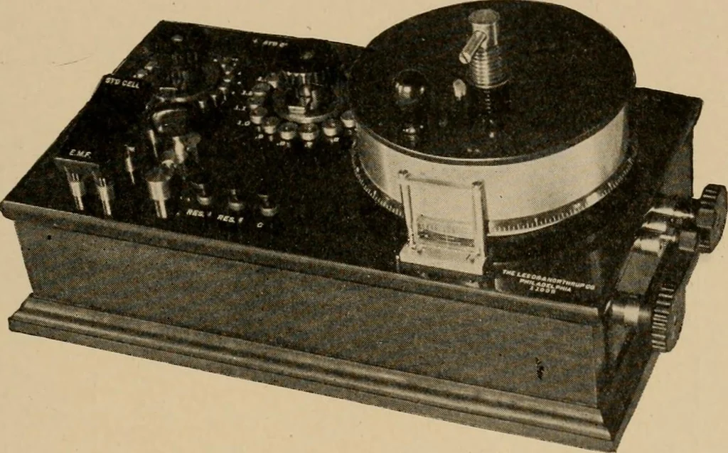 An illustration from Cyclopedia of applied electricity : a general reference work on direct-current generators and motors, storage batteries, electrochemistry, welding, electric wiring, meters, electric lighting, electric railways, power stations, switchboards, power transmission, alternating-current machinery, telegraphy, etc., 1916, leaf 399