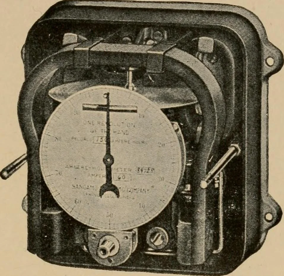 An illustration from Cyclopedia of applied electricity : a general reference work on direct-current generators and motors, storage batteries, electrochemistry, welding, electric wiring, meters, electric lighting, electric railways, power stations, switchboards, power transmission, alternating-current machinery, telegraphy, etc., 1916, leaf 443