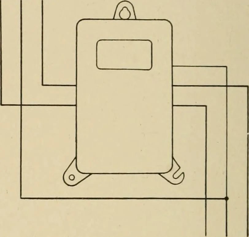 An illustration from Cyclopedia of applied electricity : a general reference work on direct-current generators and motors, storage batteries, electrochemistry, welding, electric wiring, meters, electric lighting, electric railways, power stations, switchboards, power transmission, alternating-current machinery, telegraphy, etc., 1916, leaf 458
