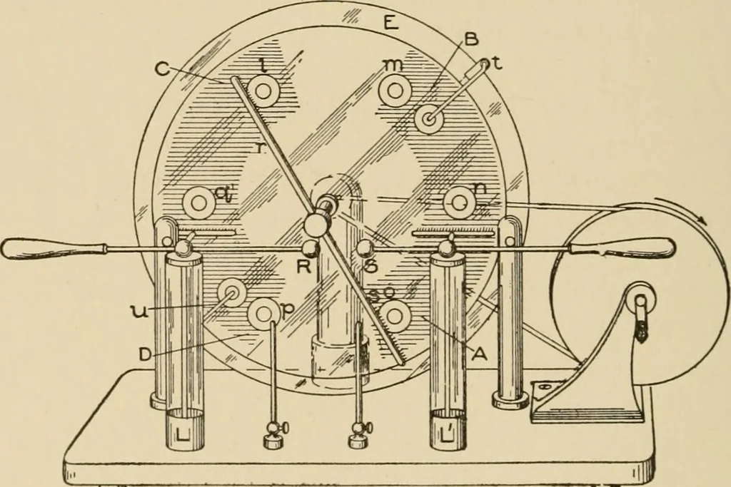 An illustration from Cyclopedia of applied electricity : a general reference work on direct-current generators and motors, storage batteries, electrochemistry, welding, electric wiring, meters, electric lighting, electric railways, power stations, switchboards, power transmission, alternating-current machinery, telegraphy, etc., 1916, leaf 46