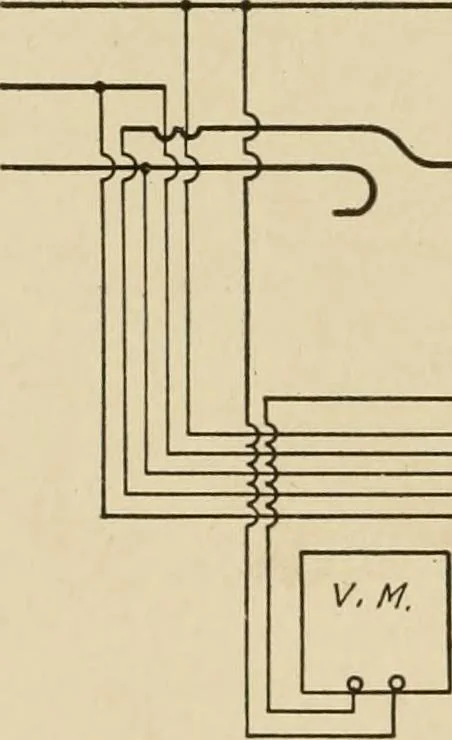 An illustration from Cyclopedia of applied electricity : a general reference work on direct-current generators and motors, storage batteries, electrochemistry, welding, electric wiring, meters, electric lighting, electric railways, power stations, switchboards, power transmission, alternating-current machinery, telegraphy, etc., 1916, leaf 468