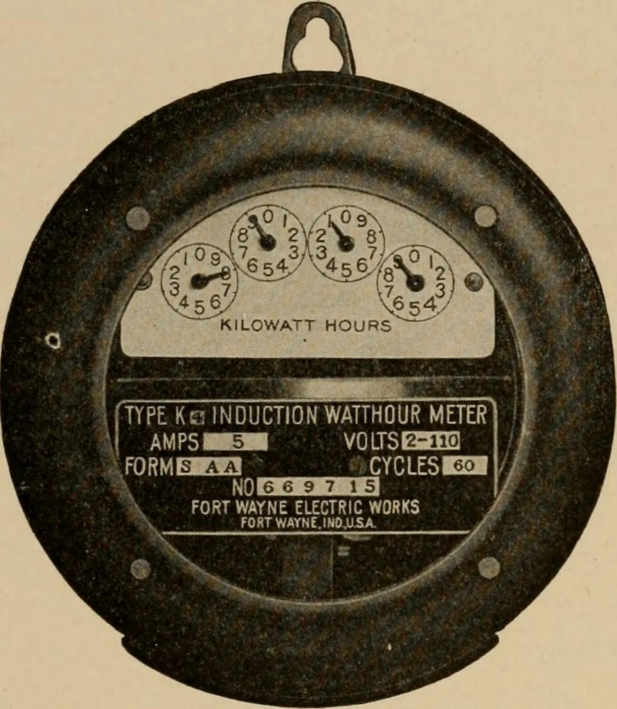 An illustration from Cyclopedia of applied electricity : a general reference work on direct-current generators and motors, storage batteries, electrochemistry, welding, electric wiring, meters, electric lighting, electric railways, power stations, switchboards, power transmission, alternating-current machinery, telegraphy, etc., 1916, leaf 485