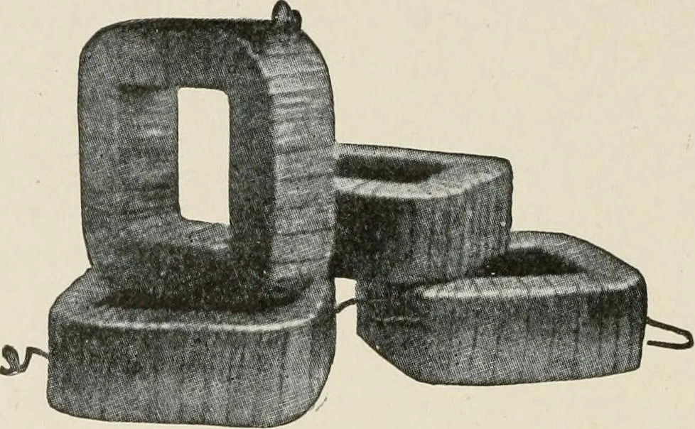 An illustration from Cyclopedia of applied electricity : a general reference work on direct-current generators and motors, storage batteries, electrochemistry, welding, electric wiring, meters, electric lighting, electric railways, power stations, switchboards, power transmission, alternating-current machinery, telegraphy, etc., 1916, leaf 204