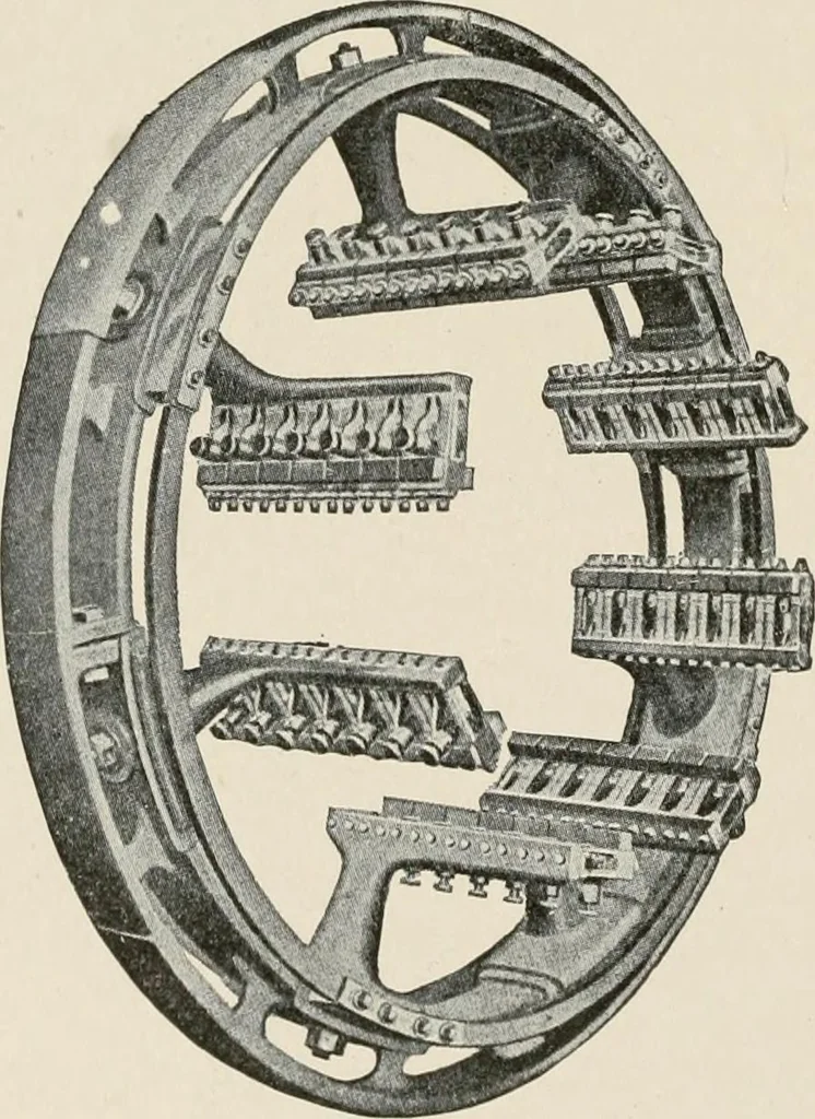 An illustration from Cyclopedia of applied electricity : a general reference work on direct-current generators and motors, storage batteries, electrochemistry, welding, electric wiring, meters, electric lighting, electric railways, power stations, switchboards, power transmission, alternating-current machinery, telegraphy, etc., 1916, leaf 228