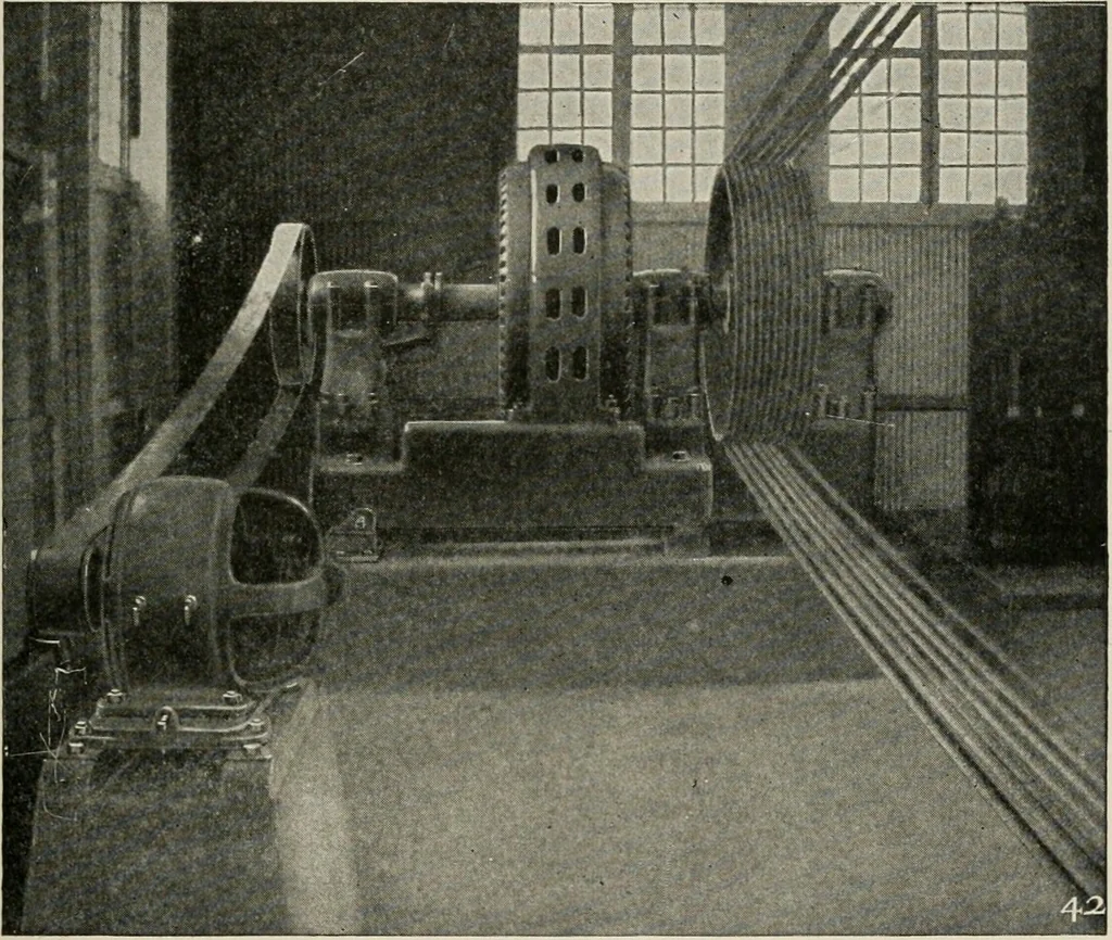 An illustration from Cyclopedia of applied electricity : a general reference work on direct-current generators and motors, storage batteries, electrochemistry, welding, electric wiring, meters, electric lighting, electric railways, power stations, switchboards, power transmission, alternating-current machinery, telegraphy, etc., 1916, leaf 293