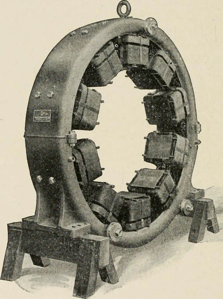 An illustration from Cyclopedia of applied electricity : a general reference work on direct-current generators and motors, storage batteries, electrochemistry, welding, electric wiring, meters, electric lighting, electric railways, power stations, switchboards, power transmission, alternating-current machinery, telegraphy, etc., 1916, leaf 298