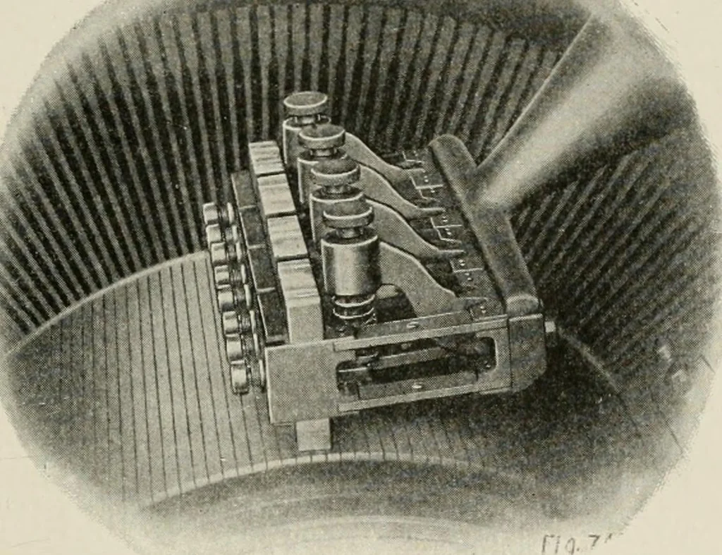 An illustration from Cyclopedia of applied electricity : a general reference work on direct-current generators and motors, storage batteries, electrochemistry, welding, electric wiring, meters, electric lighting, electric railways, power stations, switchboards, power transmission, alternating-current machinery, telegraphy, etc., 1916, leaf 311