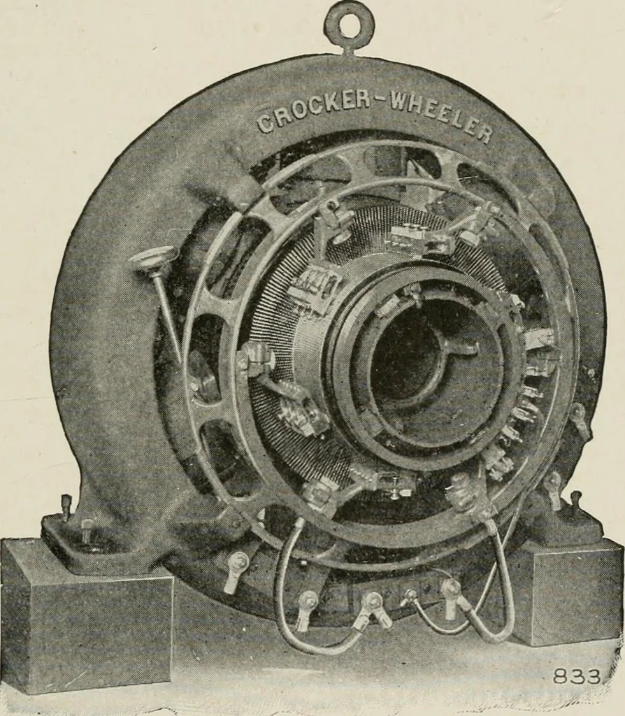 An illustration from Cyclopedia of applied electricity : a general reference work on direct-current generators and motors, storage batteries, electrochemistry, welding, electric wiring, meters, electric lighting, electric railways, power stations, switchboards, power transmission, alternating-current machinery, telegraphy, etc., 1916, leaf 313