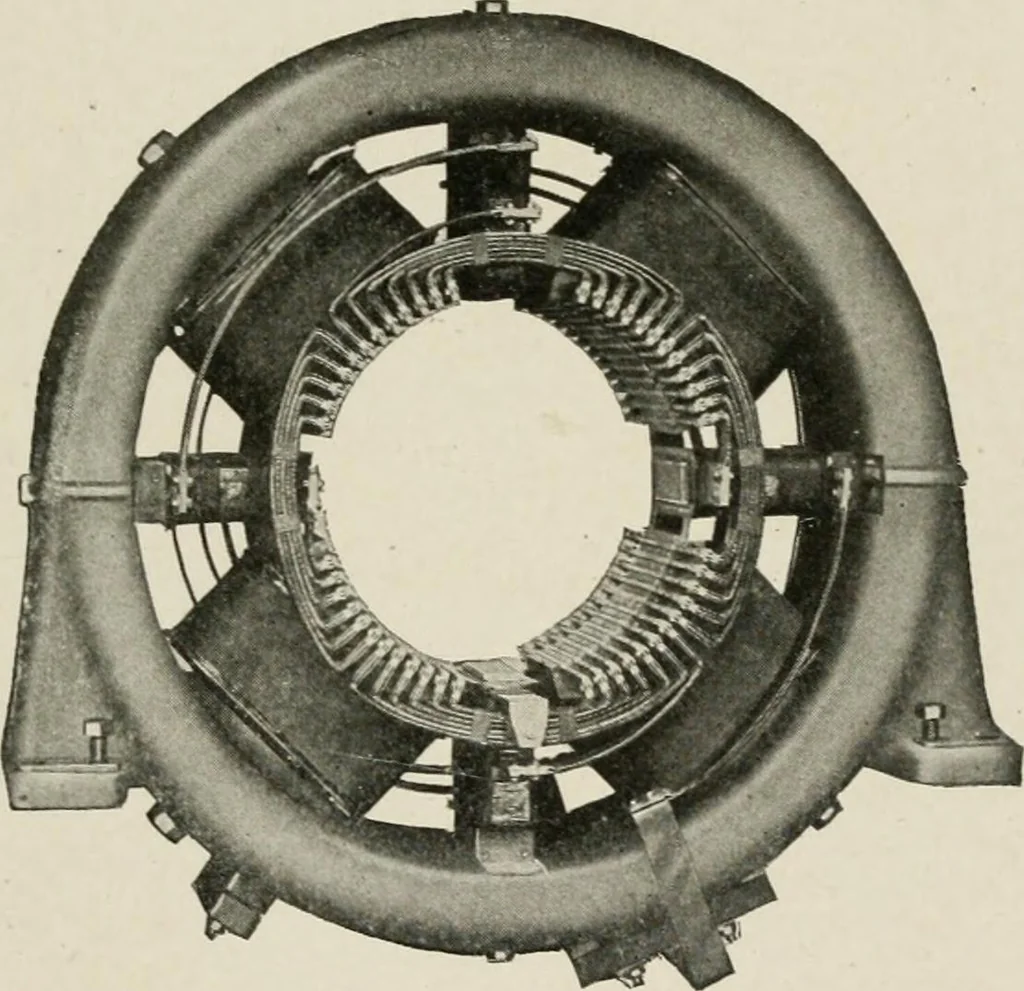 An illustration from Cyclopedia of applied electricity : a general reference work on direct-current generators and motors, storage batteries, electrochemistry, welding, electric wiring, meters, electric lighting, electric railways, power stations, switchboards, power transmission, alternating-current machinery, telegraphy, etc., 1916, leaf 323