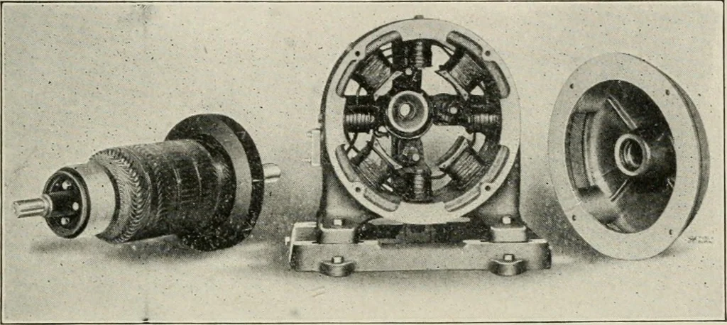 An illustration from Cyclopedia of applied electricity : a general reference work on direct-current generators and motors, storage batteries, electrochemistry, welding, electric wiring, meters, electric lighting, electric railways, power stations, switchboards, power transmission, alternating-current machinery, telegraphy, etc., 1916, leaf 325