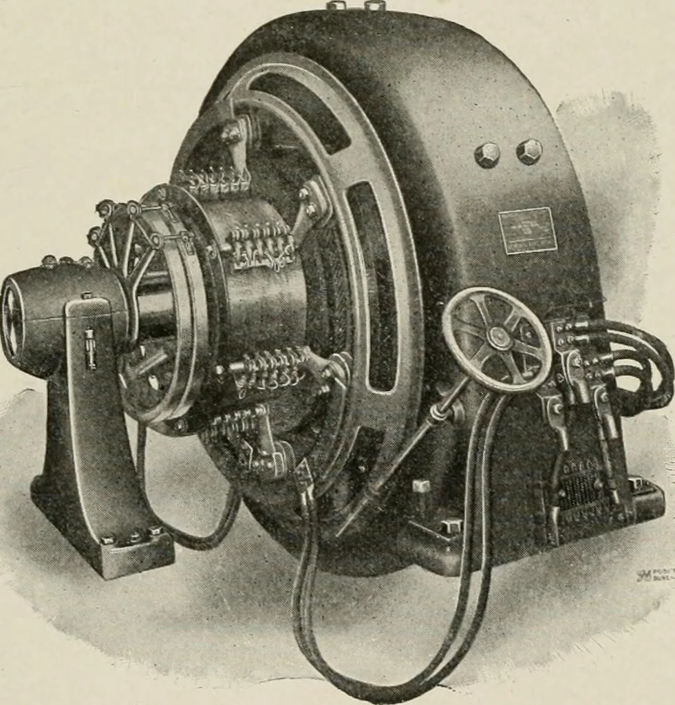 An illustration from Cyclopedia of applied electricity : a general reference work on direct-current generators and motors, storage batteries, electrochemistry, welding, electric wiring, meters, electric lighting, electric railways, power stations, switchboards, power transmission, alternating-current machinery, telegraphy, etc., 1916, leaf 325