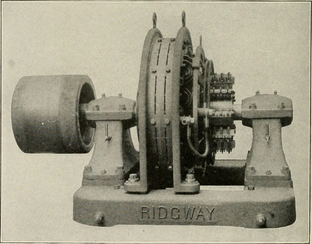 An illustration from Cyclopedia of applied electricity : a general reference work on direct-current generators and motors, storage batteries, electrochemistry, welding, electric wiring, meters, electric lighting, electric railways, power stations, switchboards, power transmission, alternating-current machinery, telegraphy, etc., 1916, leaf 330