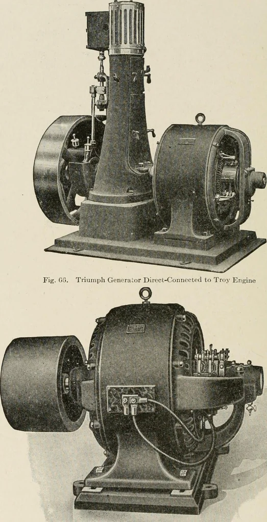 An illustration from Cyclopedia of applied electricity : a general reference work on direct-current generators and motors, storage batteries, electrochemistry, welding, electric wiring, meters, electric lighting, electric railways, power stations, switchboards, power transmission, alternating-current machinery, telegraphy, etc., 1916, leaf 338