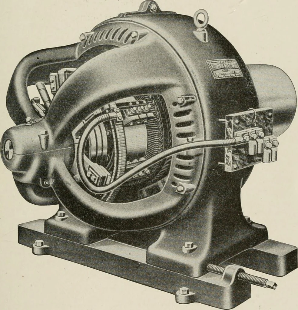 An illustration from Cyclopedia of applied electricity : a general reference work on direct-current generators and motors, storage batteries, electrochemistry, welding, electric wiring, meters, electric lighting, electric railways, power stations, switchboards, power transmission, alternating-current machinery, telegraphy, etc., 1916, leaf 339