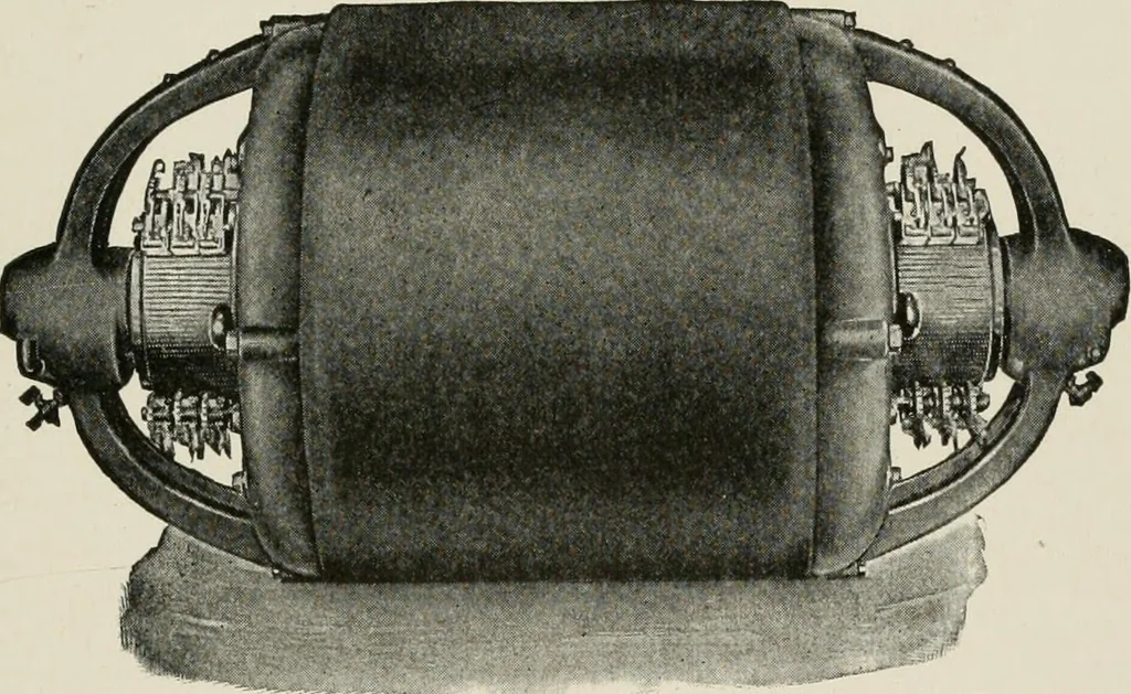 An illustration from Cyclopedia of applied electricity : a general reference work on direct-current generators and motors, storage batteries, electrochemistry, welding, electric wiring, meters, electric lighting, electric railways, power stations, switchboards, power transmission, alternating-current machinery, telegraphy, etc., 1916, leaf 349