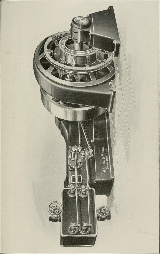 An illustration from Cyclopedia of applied electricity : a general reference work on direct-current generators and motors, storage batteries, electrochemistry, welding, electric wiring, meters, electric lighting, electric railways, power stations, switchboards, power transmission, alternating-current machinery, telegraphy, etc., 1916, leaf 35