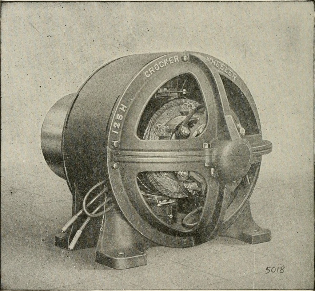 An illustration from Cyclopedia of applied electricity : a general reference work on direct-current generators and motors, storage batteries, electrochemistry, welding, electric wiring, meters, electric lighting, electric railways, power stations, switchboards, power transmission, alternating-current machinery, telegraphy, etc., 1916, leaf 350