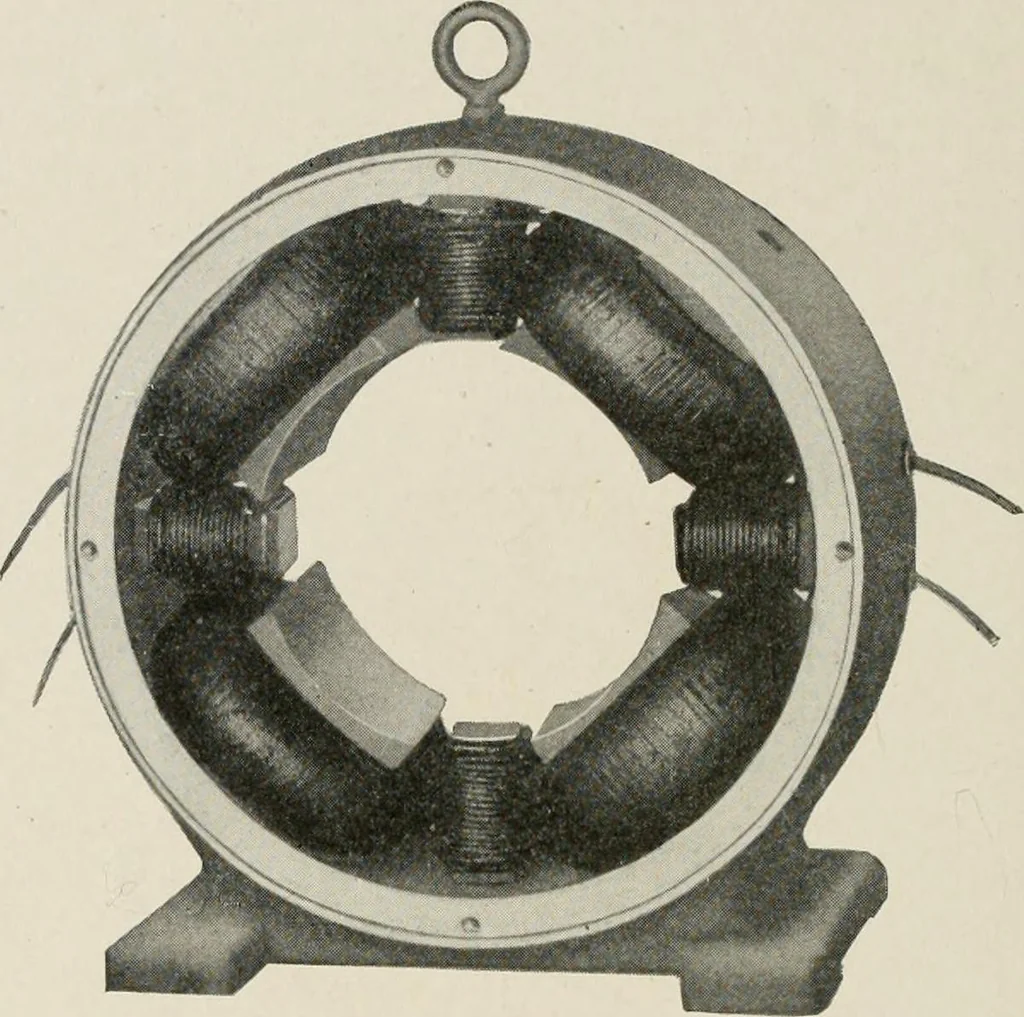 An illustration from Cyclopedia of applied electricity : a general reference work on direct-current generators and motors, storage batteries, electrochemistry, welding, electric wiring, meters, electric lighting, electric railways, power stations, switchboards, power transmission, alternating-current machinery, telegraphy, etc., 1916, leaf 356